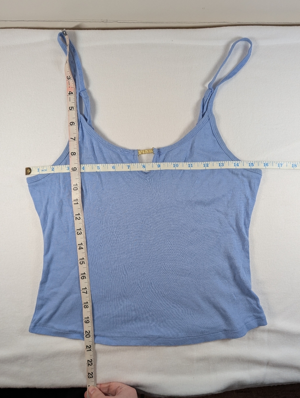 PINK Victoria's Secret Light Blue Spaghetti Strap Tank Top - Picture 7 of 7
